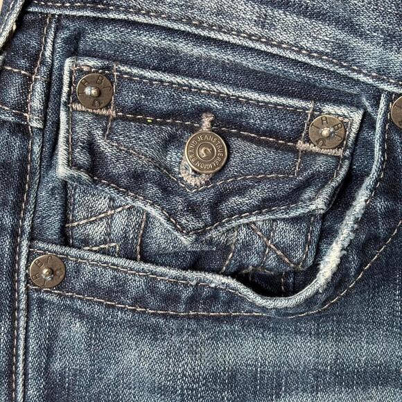 True Religion Straight Leg Jeans Distressed Medium Wash Embroidered Logo Sz 30 - Picture 7 of 8